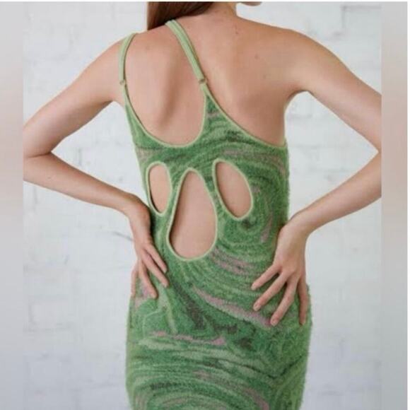 House Of Sunny Hot Springs Hockey Mini Knitted Dress in Grass Green Size 6 - Picture 6 of 14